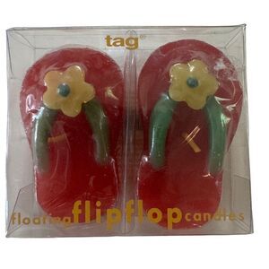 TAG Set of 2 Floating Candles Flip-flop Sandals Red - Vintage